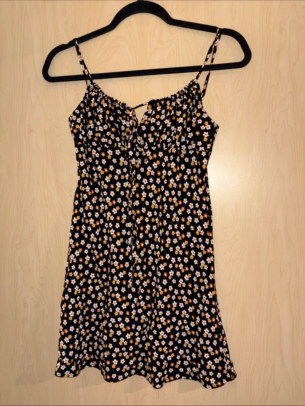 Black Floral Spaghetti Strap Mini Dress